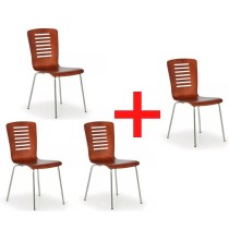 Krzesło do jadalni drewniane LINES, orzech, 3+1 GRATIS