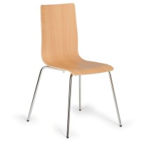 Krzesło do jadalni drewniane z chromowaną konstrukcją KENT