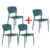 Krzesło do jadalni plastikowe EASY II 3+1 GRATIS, niebieskie