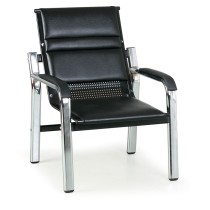 Krzesło do poczekalni ekoskóra, metalowa konstrukcja SOLID, czarne