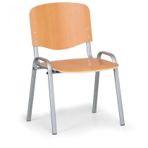 Krzesło drewniane ISO, buk, szara konstrukcja, nośność 120 kg