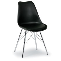 Krzesło konferencyjne/kuchenne ze skórzanym siedziskiem CHRISTINE, czarne