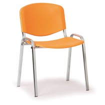 Krzesło plastikowe ISO, pomarańczowe, konstrukcja chrom