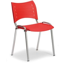 Krzesło plastikowe SMART - chromowane nogi, czerwone