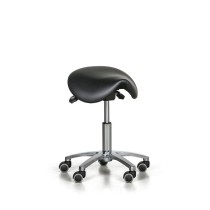 Krzesło robocze ENIE, siedzisko siodłowe, uniwersalne kółka, czarne