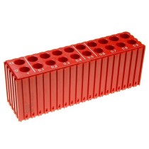 Kunststoff-Aufbewahrungsbox für Bohrer 12-13,9 mm, Modul 20x5, 20 Kavitäten, rot