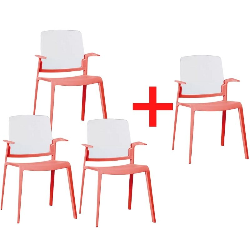 Kunststoffstuhl GEORGE, 3+1 GRATIS, rot