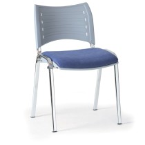 Kunststoffstuhl SMART, Kunststoff-Rückenlehne, Chromfüße blau