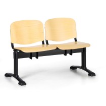 Ławka do poczekalni drewniana ISO, 2-siedziska, czarne nogi