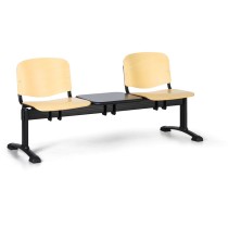 Ławka do poczekalni drewniana ISO, 2-siedziska + stolik, czarne nogi