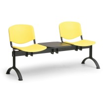Ławka do poczekalni plastikowa ISO, 2-siedziska + stolik, czarne nogi