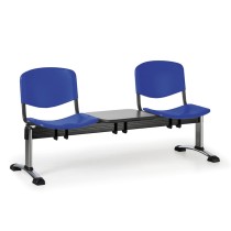 Ławka do poczekalni plastikowa ISO, 2-siedziska + stolik, chromowane nogi