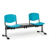Ławka do poczekalni plastikowa ISO, 2-siedziska + stolik, zielony, chromowane nogi