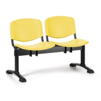 Ławka do poczekalni plastikowa ISO, 2-siedziska, żółty, czarne nogi
