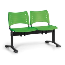 Ławka do poczekalni plastikowa VISIO, 2 siedzenia, zielony, czarne nogi