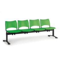 Ławka do poczekalni plastikowa VISIO, 4 siedzenia, zielony, czarne nogi