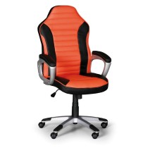 Leder-Bürosessel, Leder-Gamigstuhl SPORT, schwarz/orange