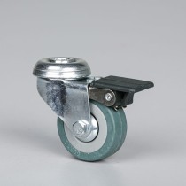 Lenkrolle mit Kunststoff-Feststeller, 50 mm, Mittelloch, grauer Gummi
