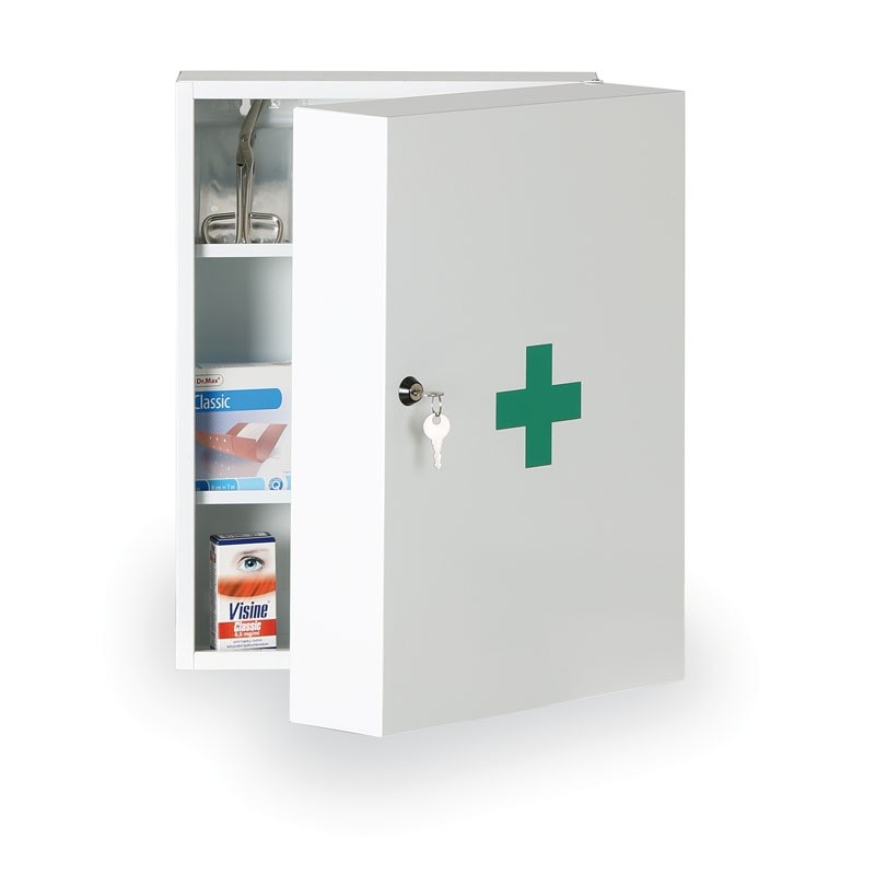Medizinschrank an der wand aus Metall, 45 x 32 x 19 cm, mit Füllung nach DIN13157