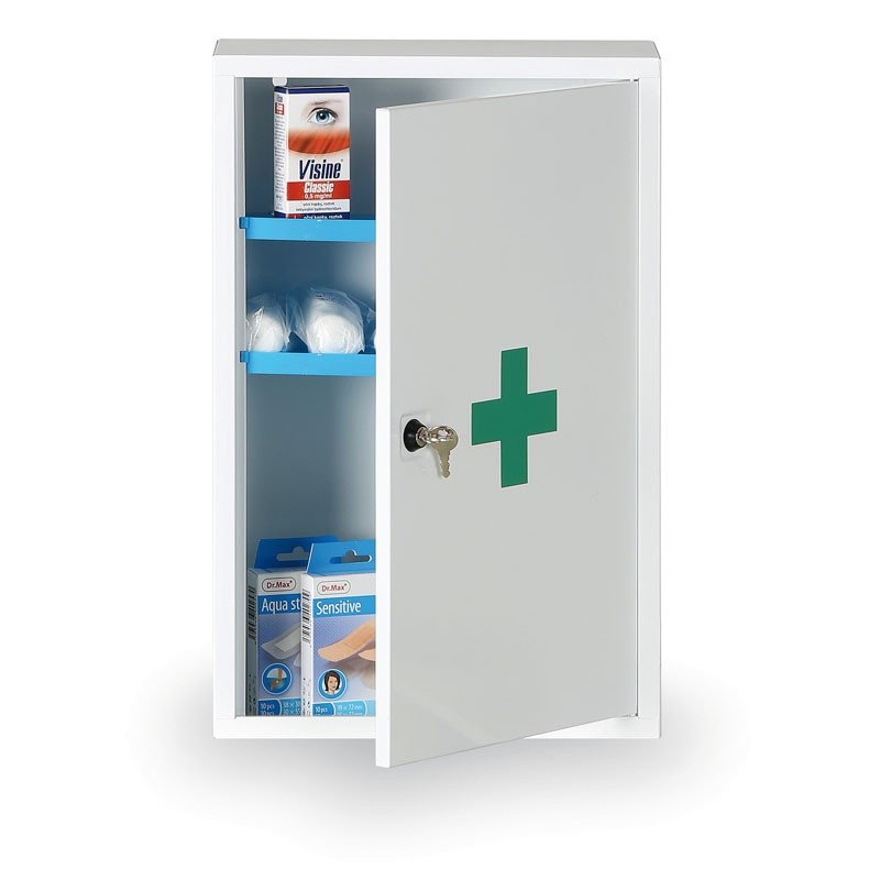 Medizinschrank an der wand aus Metall, 46 x 30 x 14 cm, mit Füllung nach DIN 13157