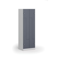Metall-Garderobe Z, 4 Fächer, 1850 x 600 x 500 mm, Drehverschluss, dunkelgraue Tür