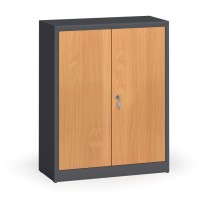 Metallschrank, Aktenschrank mit lamin. Türen, 1150 x 920 x 400 mm, RAL 7016/Buche