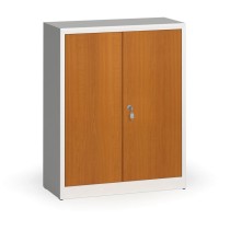 Metallschrank, Aktenschrank mit lamin. Türen, 1150 x 920 x 400 mm, RAL 7035/Kirschbaum