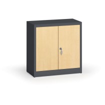 Metallschrank, Aktenschrank mit lamin. Türen, 800 x 800 x 400 mm, RAL 7016/Birke
