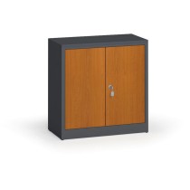 Metallschrank, Aktenschrank mit lamin. Türen, 800 x 800 x 400 mm, RAL 7016/Kirschbaum