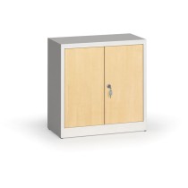 Metallschrank, Aktenschrank mit lamin. Türen, 800 x 800 x 400 mm, RAL 7035/Birke