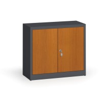 Metallschrank, Aktenschrank mit lamin. Türen, 800 x 920 x 400 mm, RAL 7016/Kirschbaum