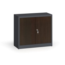 Metallschrank, Aktenschrank mit lamin. Türen, 800 x 920 x 400 mm, RAL 7016/Wenge