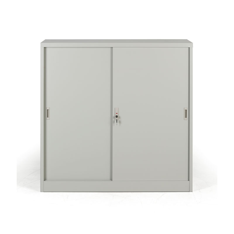 Metallschrank mit Schiebtür, zerlegt, 2 Regalböden, 1200 x 1200 x 450 mm