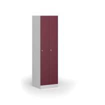Metallspind, schmal, 2-türig, 1850 x 500 x 500 mm, Zylinderschloss, rote Tür