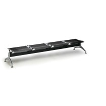 Metalowa ławka do poczekalni STRONG, bez oparcia, 4-miejscowa, czarna