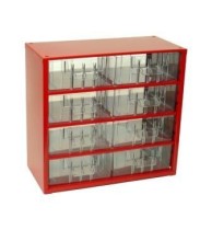 Metalowe szafki z szufladami, 8 szuflad, czerwony