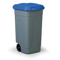 Mobilný odpadkový kôš na triedený odpad, popolnica 100 l, modrý vrchnák