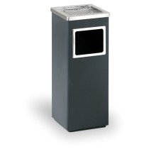 Mülleimer mit Aschenbecher, 240 x 240 x 600 mm, schwarz / Edelstahl