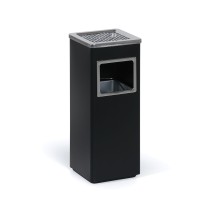 Mülleimer mit Aschenbecher und Innenbehälter für draußen, 11,5 l, schwarz / Edelstahl
