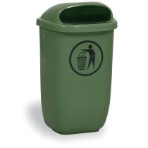 Mülleimer an Pfosten für draußen, 50 l, 425 x 320 x 780 mm, dunkelgrün