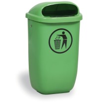Mülleimer an Pfosten für draußen, 50 l, 425 x 320 x 780 mm, hellgrün