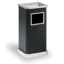Mülleimer mit Aschenbecher, 650 x 310 x 260 mm, schwarz / Edelstahl