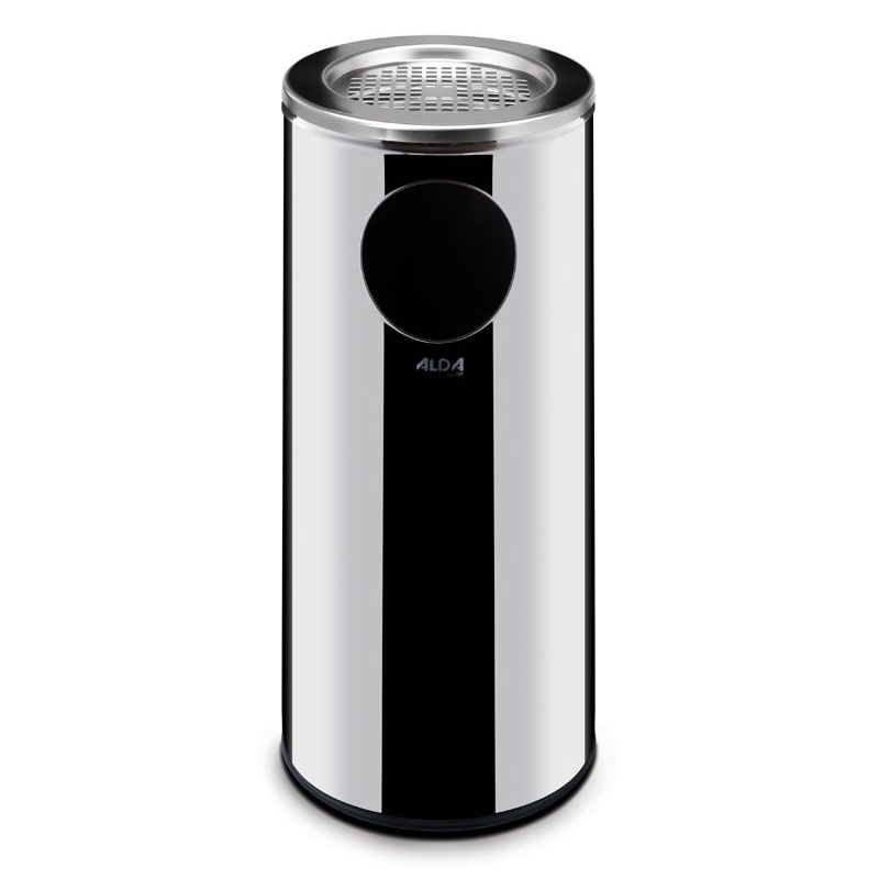 Mülleimer mit Aschenbecher für draußen, 34 l, Edelstahl glänzend