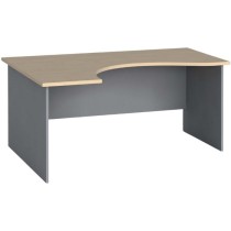 Narożny stół biurowy PRIMO FLEXI, zaokrąglony 160x120 cm, szary / brzoza, lewy