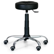 Nastavitelná čaulouněná laboratorní stolička na kolečkách, černá