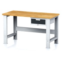 Nastaviteľný dielenský stôl MECHANIC I, závesný box na náradie, 1 zásuvka, 1500x700x700-1055 mm, antracit