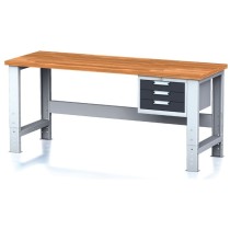 Nastaviteľný dielenský stôl MECHANIC I, závesný box na náradie, 3 zásuvky, 2000x700x700-1055 mm, antracitové dver