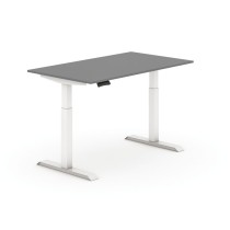 Nastaviteľný stôl elektrický, grafit, 1400 x 800 mm, biela podnož, 2 motory