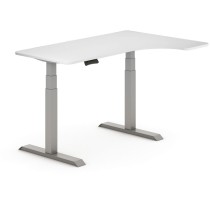Nastaviteľný stôl ERGO, elektrický, biela 1800x1200 P/L, sivá podnož, 2 motory, zaoblené rohy