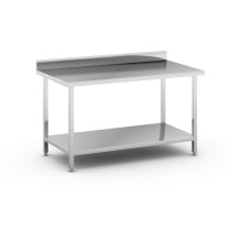 Nerezový pracovný stôl s policou a ohrádkou, 1500 x 800 x 850 mm